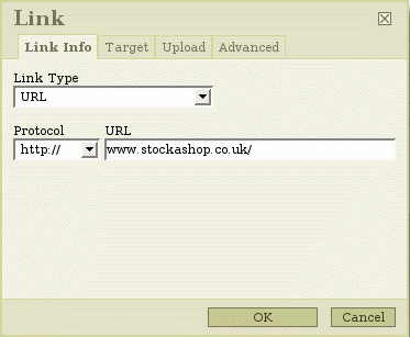 Link dialog box