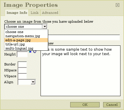 Image dialog box