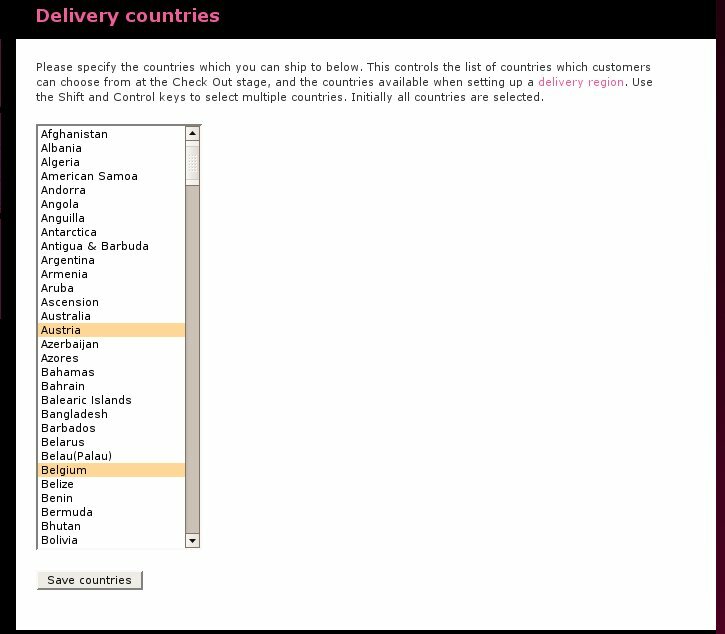 Delivery countries